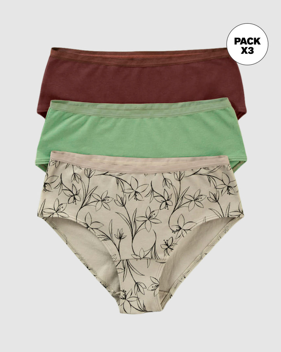 Paquete x 3 panties clásicos de máxima comodidad y frescura