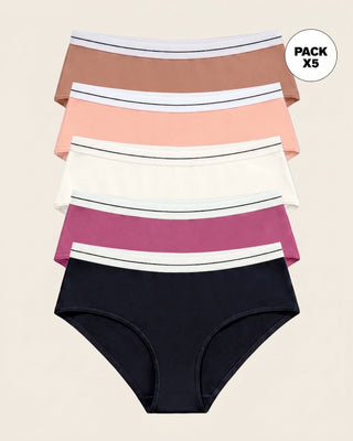 Paquete x 5 panties estilo hípster#color_s11-marfil-negro-rojo-violeta-durazno-cafe