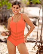 Vestido de baño entero control suave de abdomen elaborado en nylon reciclado
