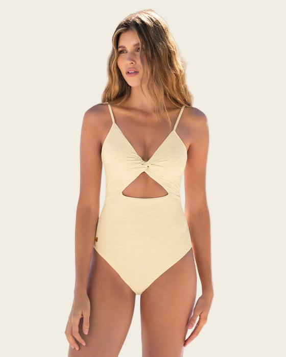 Vestido de baño entero de control suave con detalle de escote cruzado#color_898-marfil