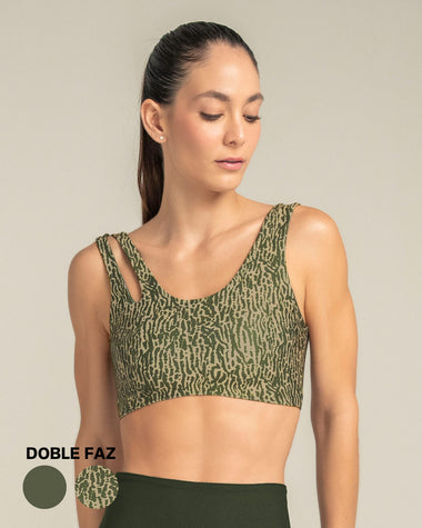 Top deportivo doble faz diseño asimétrico#color_a44-verde-estampado