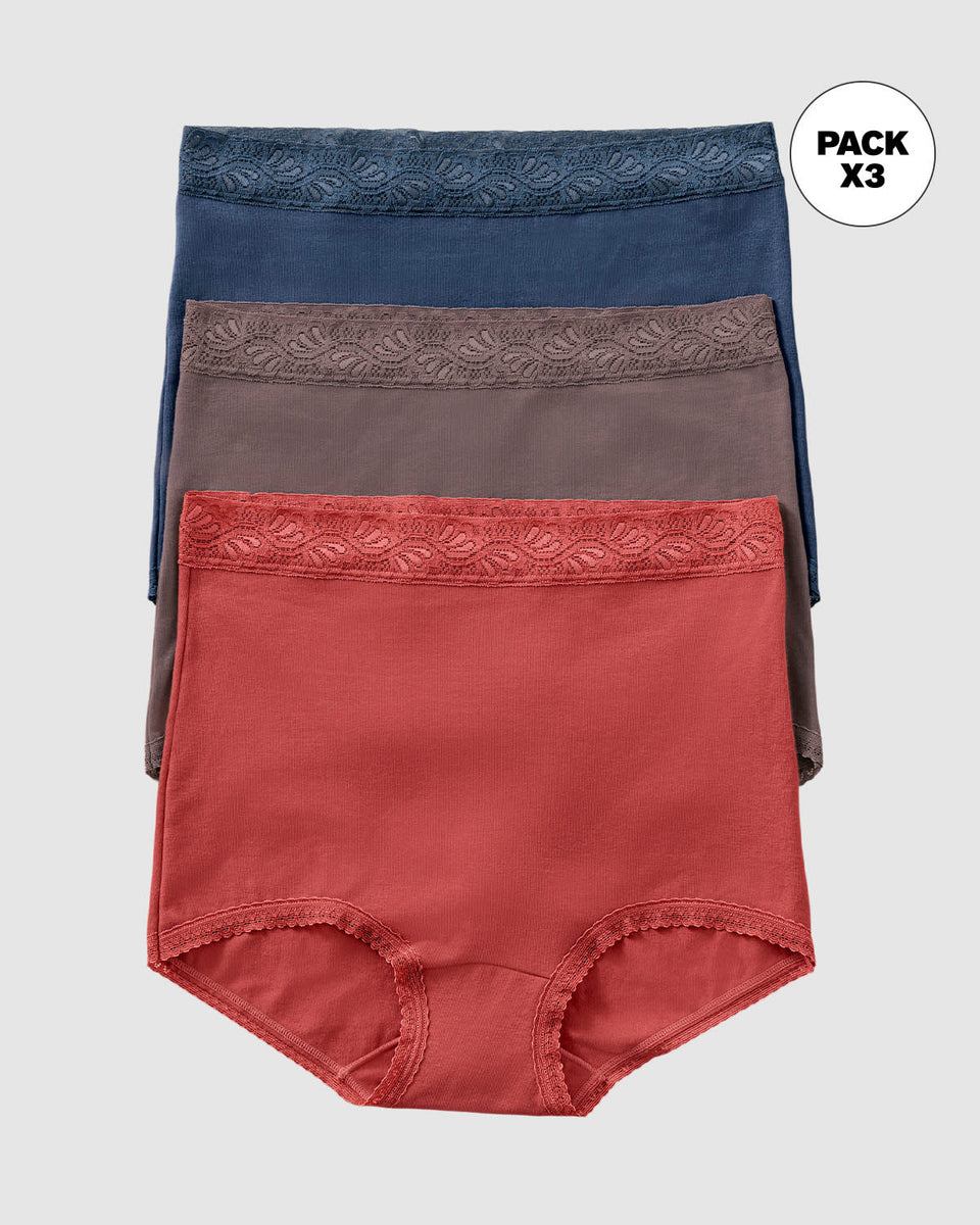 Paquete x 3 panties clásicos de ajuste y cubrimiento total