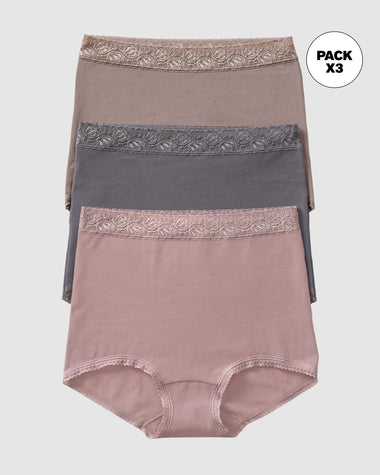 Paquete x 3 panties clásicos de ajuste y cubrimiento total#color_s25-palo-de-rosa-gris-claro-gris-oscuro