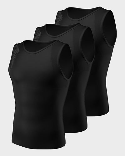 Paquete x 3 camisetas manga sisa con compresión fuerte en algodón pima ideales para uso diario#color_700-negro