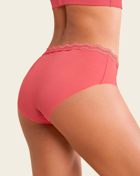 Panty hípster con encaje en cintura tiro medio#color_322-salmon