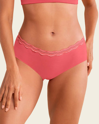 Panty hípster con encaje en cintura tiro medio#color_322-salmon