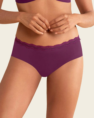 Panty hípster con encaje en cintura tiro medio#color_466-vino