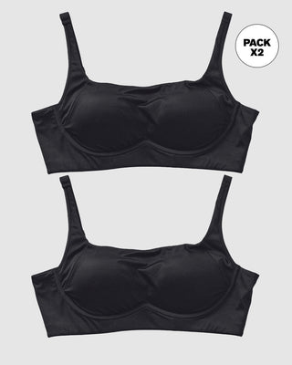 Paquete x 2 brasieres sin arco ultracómodos de alto soporte y cubrimiento Everyday Bra#color_700-negro