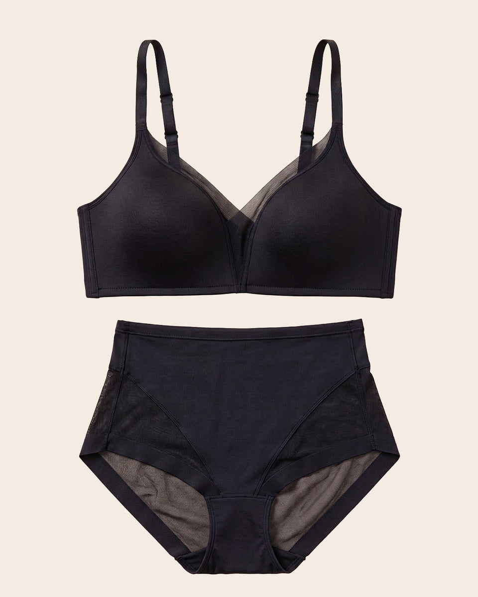 Magical Bra + Panty clásico invisible con tul en Negro
