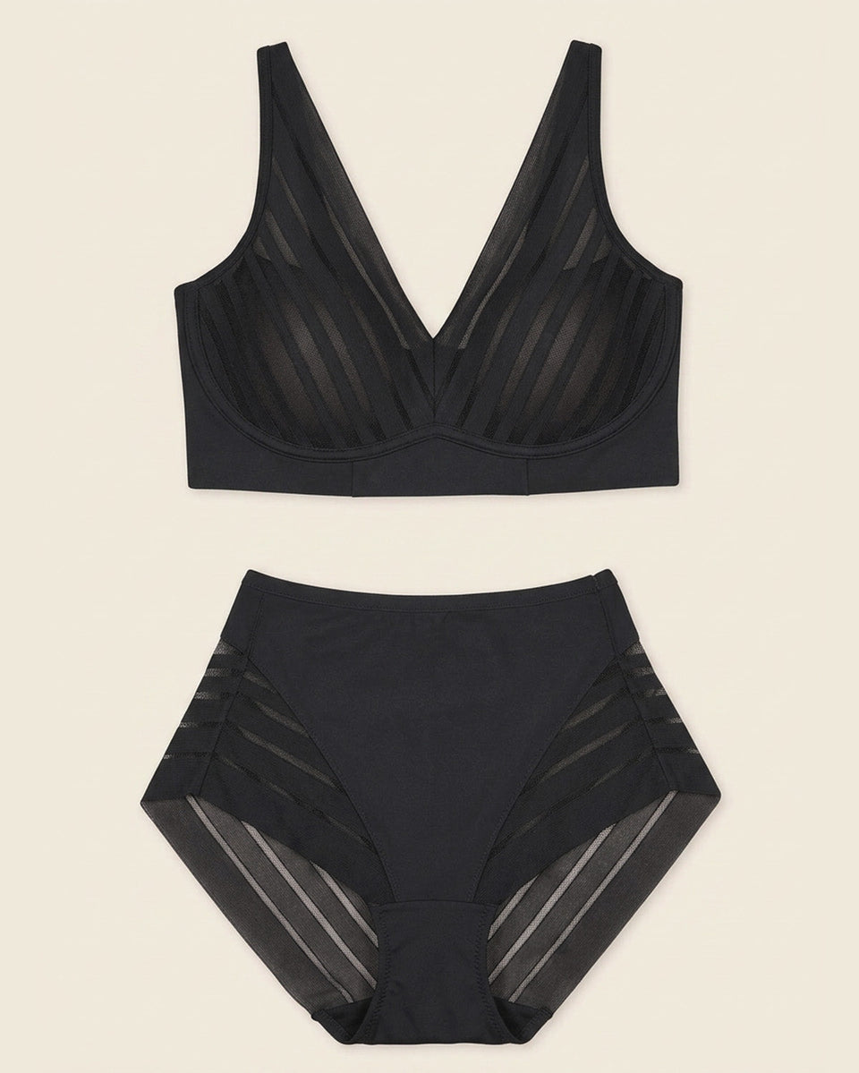 Free-Support bra + Panty faja clásico con control en Negro