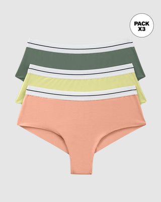 Panties cacheteros paquete x 3 ultracómodos#color_s17-verde-mandarina-verde-claro