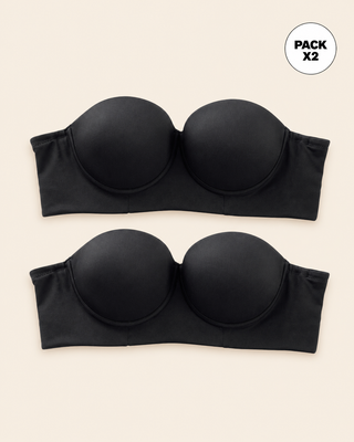 Paquete x 2 brasieres strapless Bustier 360° de perfección#color_700-negro