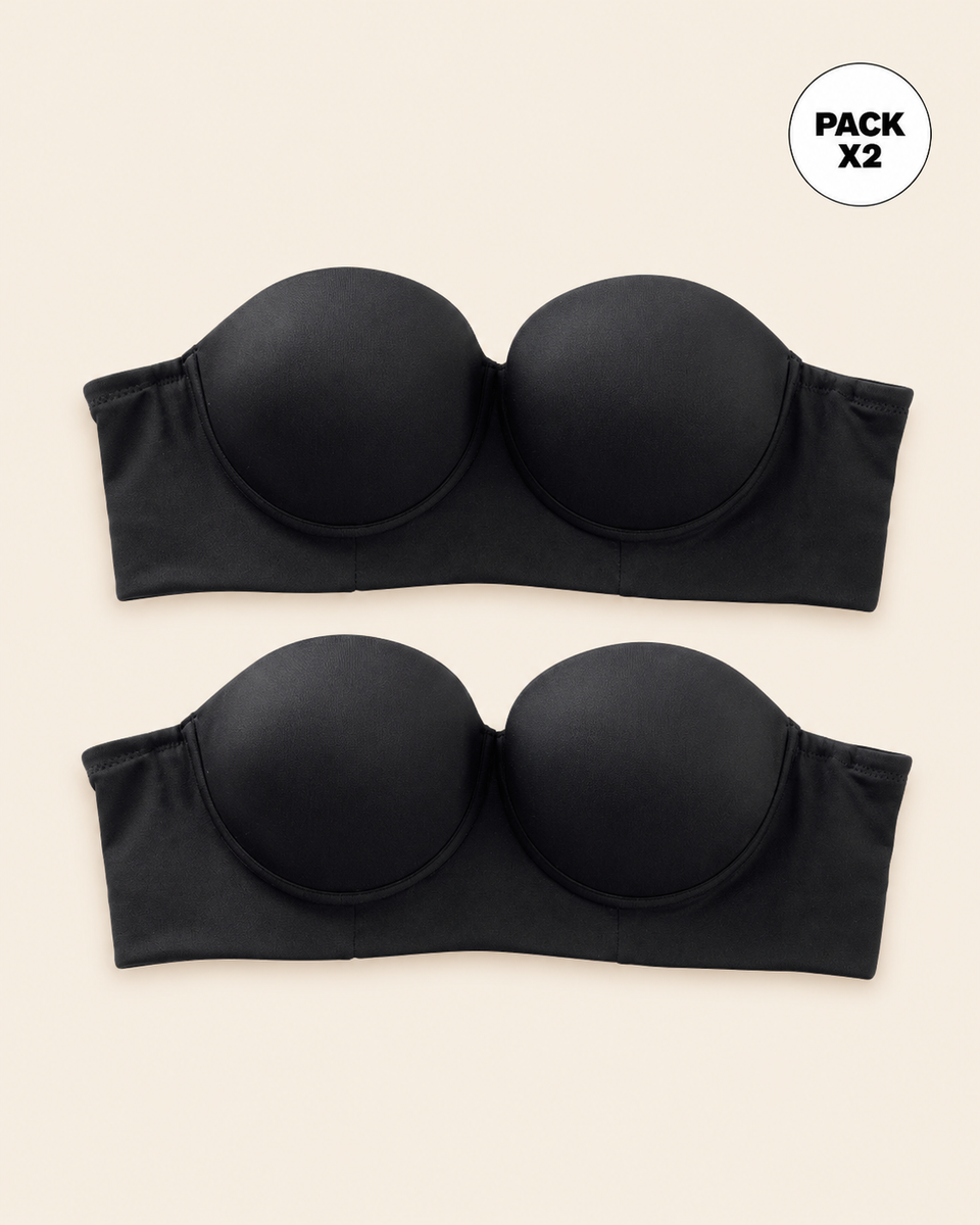 Paquete x 2 brasieres strapless Bustier 360° de perfección