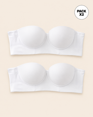 Paquete x 2 brasieres strapless Bustier 360° de perfección#color_000-blanco