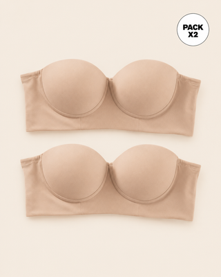 Paquete x 2 brasieres strapless Bustier 360° de perfección#color_802-habano