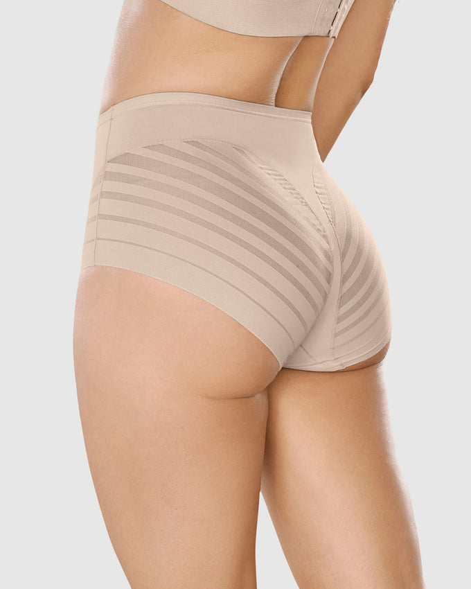 Panty faja clásico con control suave de abdomen y bandas de tul#color_802-habano