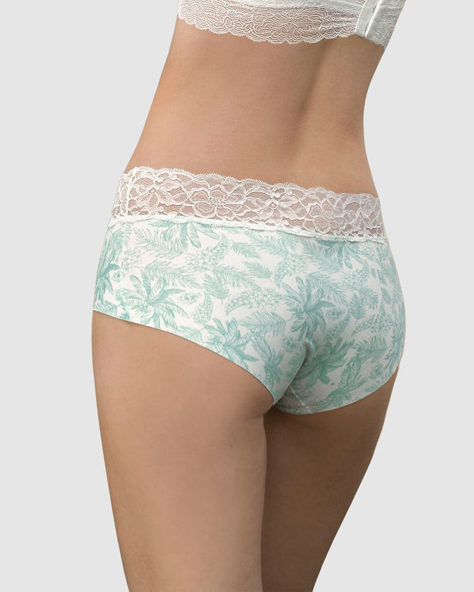 Panty hipster en tela ultraliviana con franja de encaje#color_178-palmeras-verde