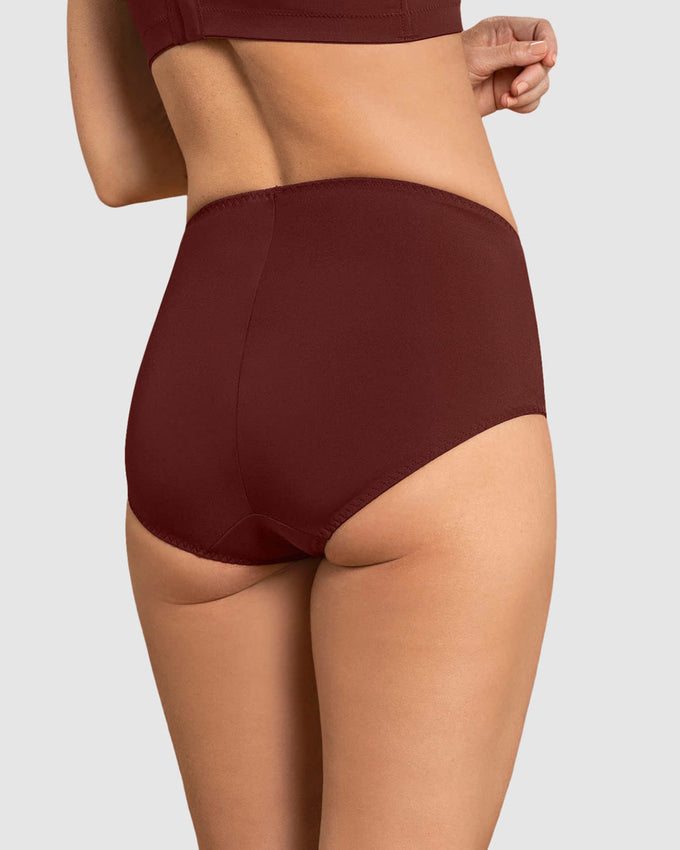 Panty clásico de control suave con toques de encaje en abdomen#color_a21-vino